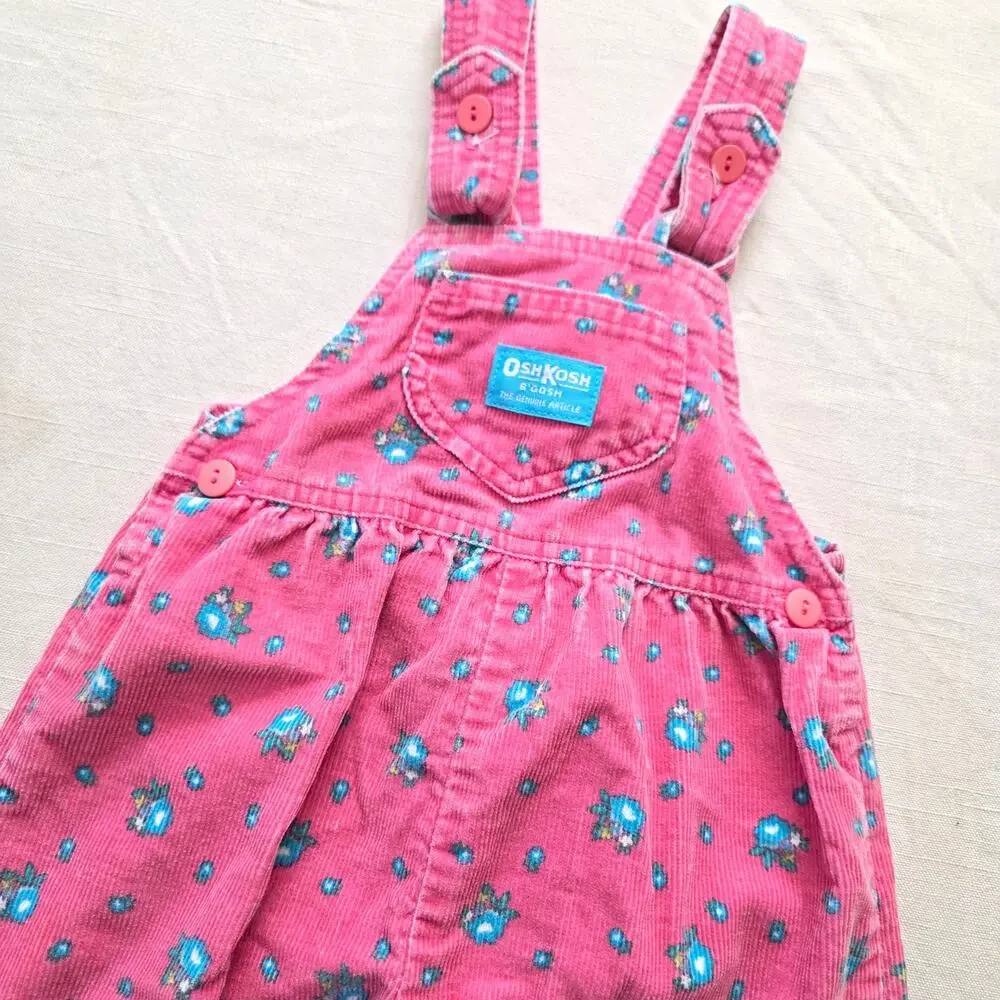 Vintage Oshkosh Floral Cord Overalls 3t